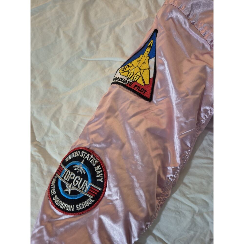 ๐ฅ Up and Away USAF MA-1 Flight Jacket (Youth Size: Large / 12) Girl's Pink Z2 - Picture 3 of 8